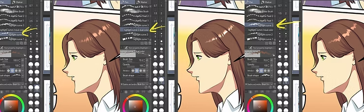 أضف لمعان شعر الانمي للويبتون و المانجا webtoon hair highlights
