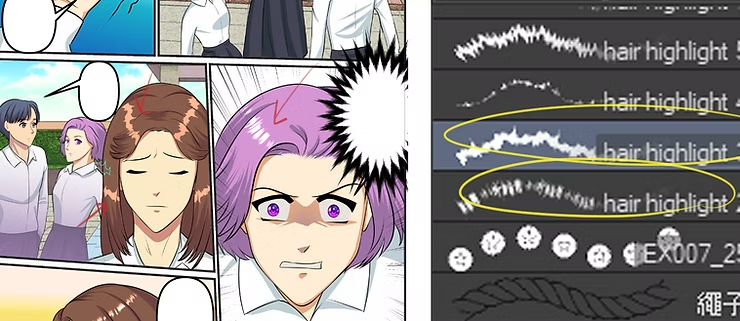 أضف لمعان شعر الانمي للويبتون و المانجا webtoon hair highlights