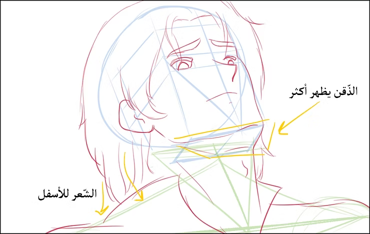 رسم وجه مانجا أفضل طريقة رسم المنظور السفلي