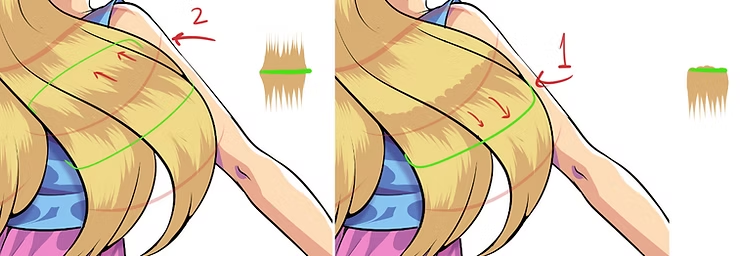 أفضل طرق تلوين الشعر الطويل للانمي  How to shade anime hair