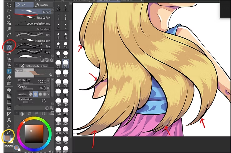 أفضل طرق تلوين الشعر الطويل للانمي  How to shade anime hair